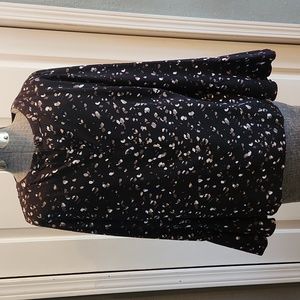 Apt 9, black, 3/4 button down, long, cone sleeves, brown, size medium